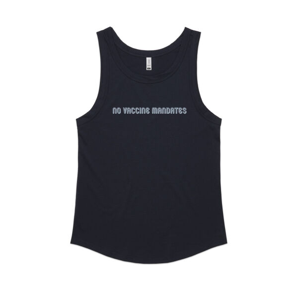 No Vaccine Mandates Women's Sunday Singlet - Navy/Sky Thumbnail