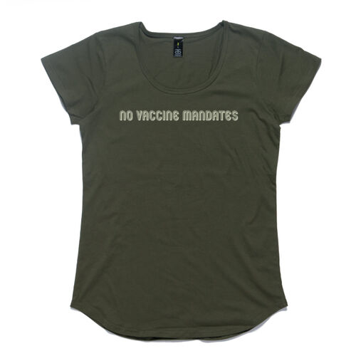 No Vaccine Mandates Women's Mali Tee - Army/Bone Thumbnail