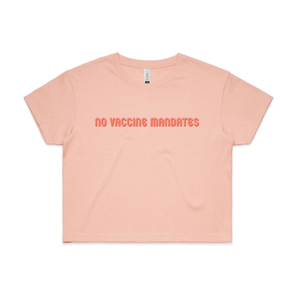 No Vaccine Mandates Women's Crop Tee - White/Tangerine (SAME DAY PRINTING) Thumbnail