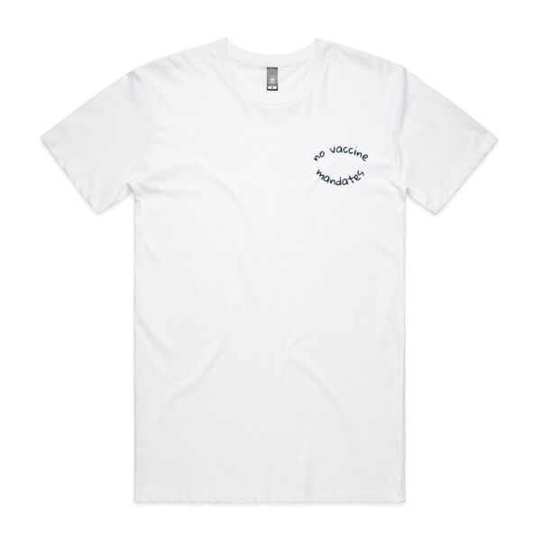 No Vaccine Mandates Men's Staple Tee - White/Navy (SAME DAY PRINTING) Thumbnail