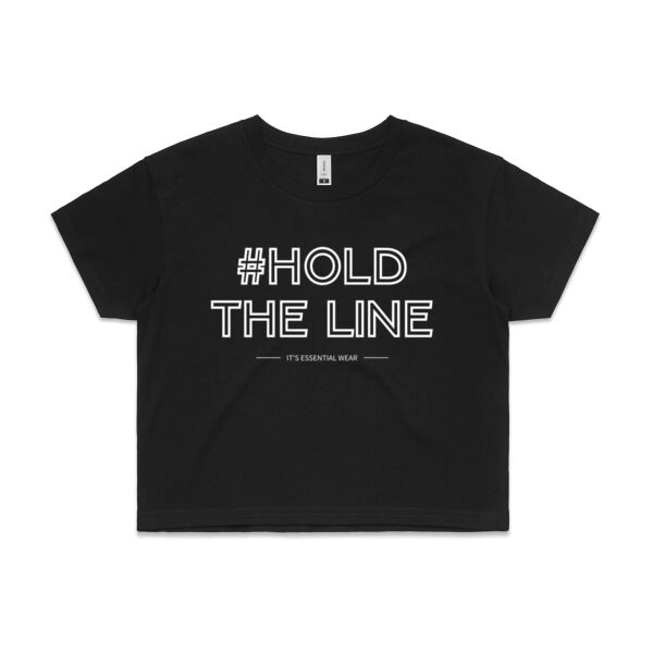 Hold the Line Women's Stacked Crop Tee - Black/White (SAME DAY PRINTING) Thumbnail